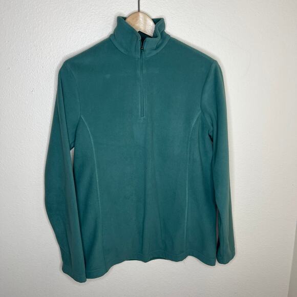 Lands' End Green Quarter Zip Fleece Pullover Small - Picture 1 of 7